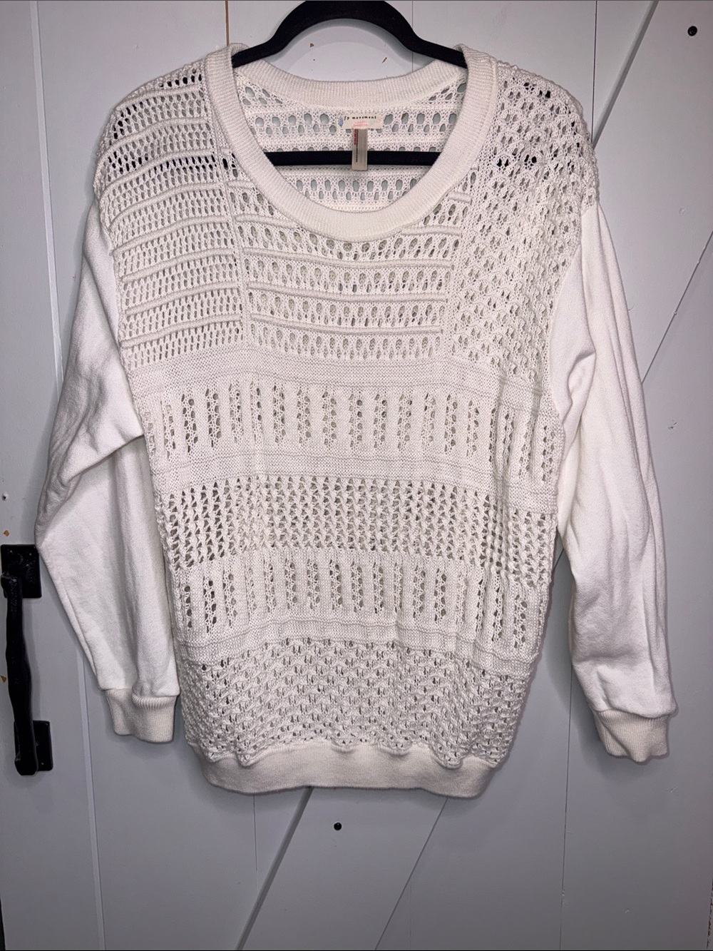 Preloved🤍FP Movement by Free People Cream Open-Knit Crew Pullover